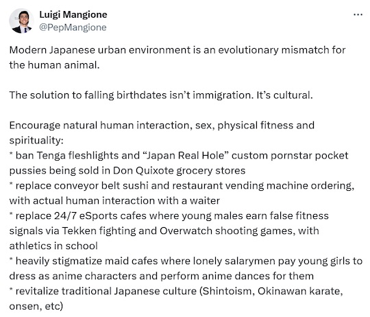 Luigi Mangione ban tenga japan fix low birth rate